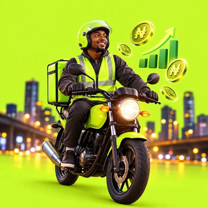 A MetroGo rider on a motorcycle with earnings rising