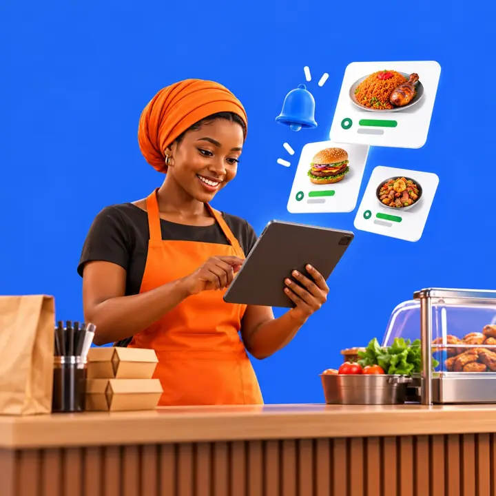 A restaurant owner receiving new orders on a tablet